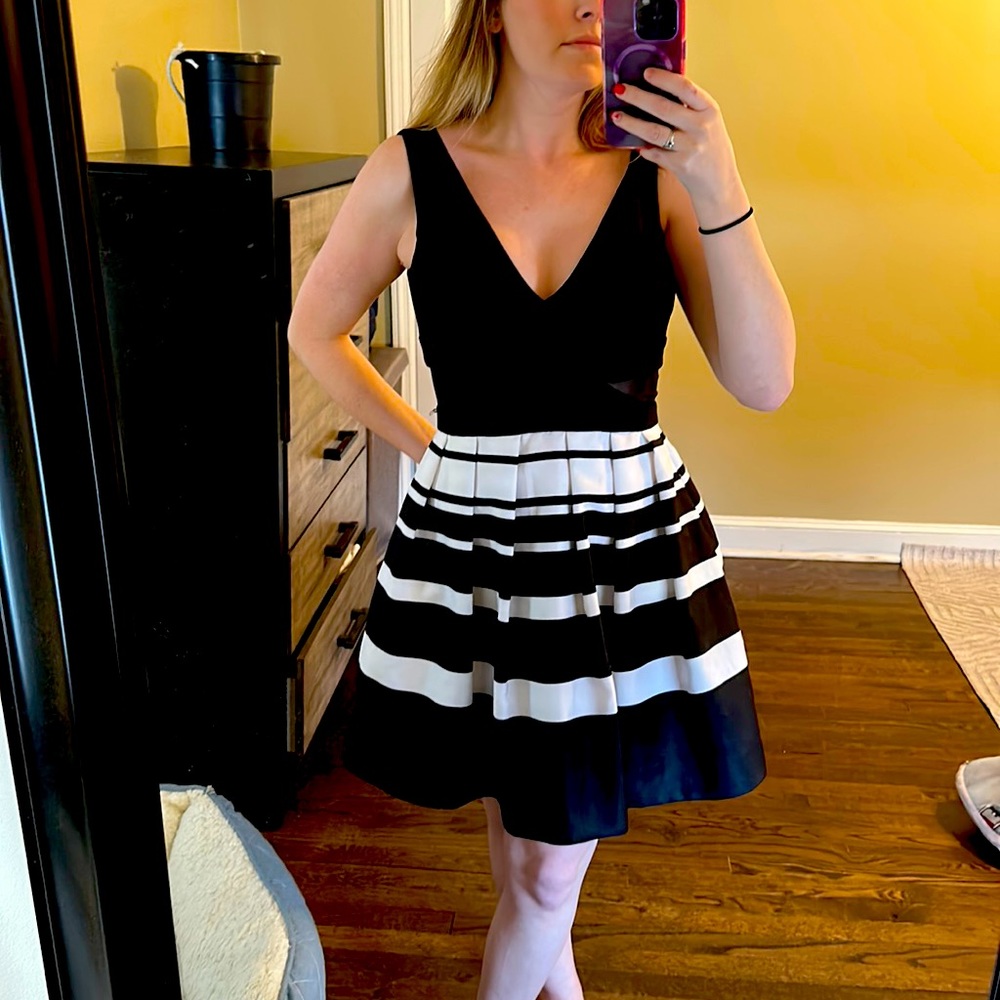 Black and white stripe dress
